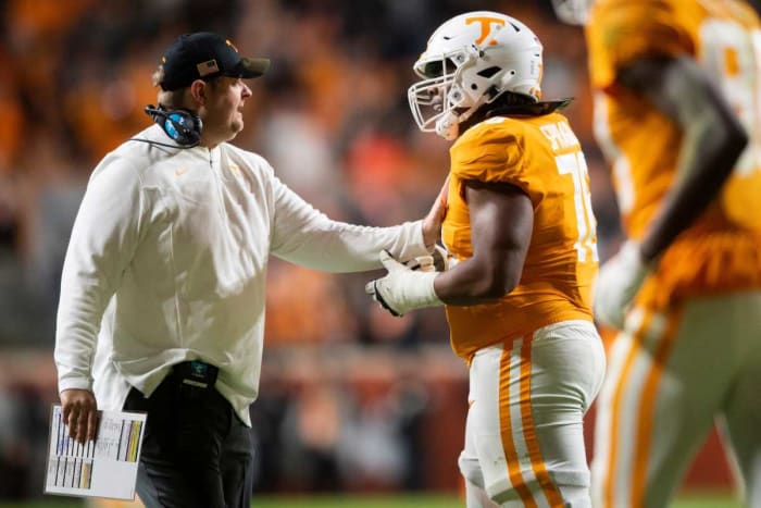 Tennessee HC Josh Heupel during a game against South Alabama in Knoxville, Tennessee, on November 20, 2021. (Photo by Brianna Paciorka)